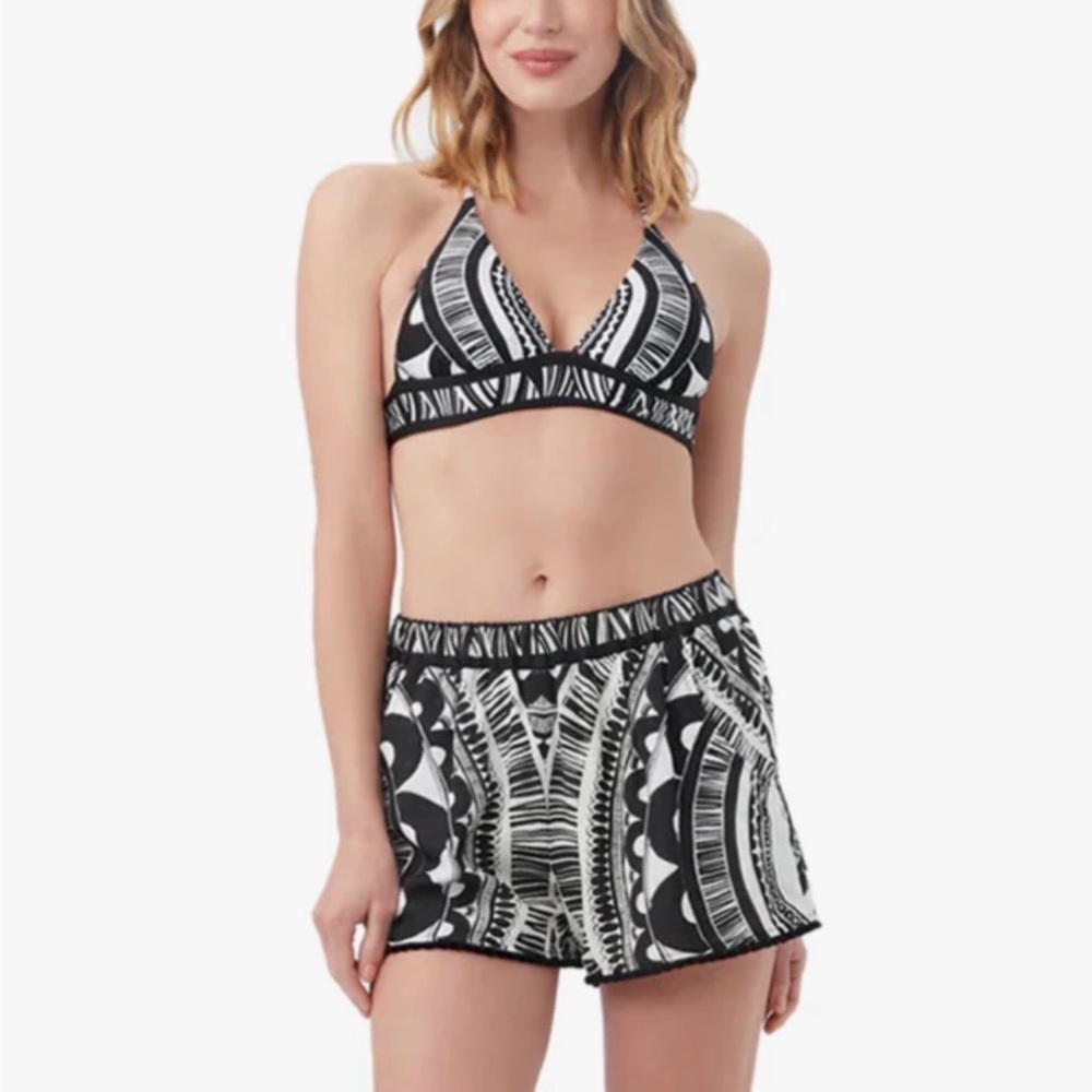 Trina Turk Hulu Geometric Swim Coverup Shorts Sm $94